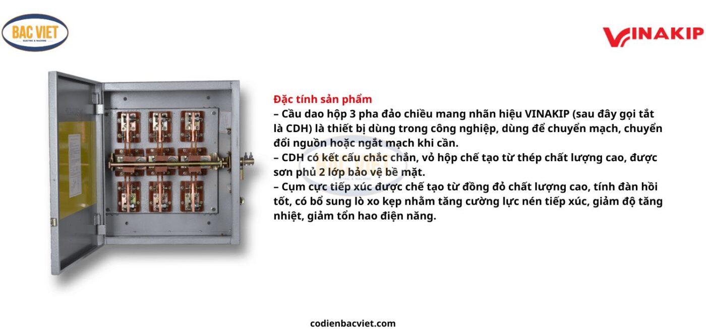 Thông số cầu dao hộp 3 pha 3 cực đảo chiều