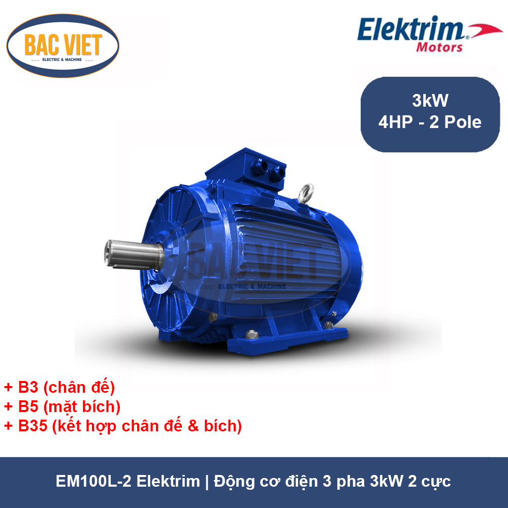 EM100L-2 Elektrim _ Động cơ điện 3 pha 3kW 2 cực