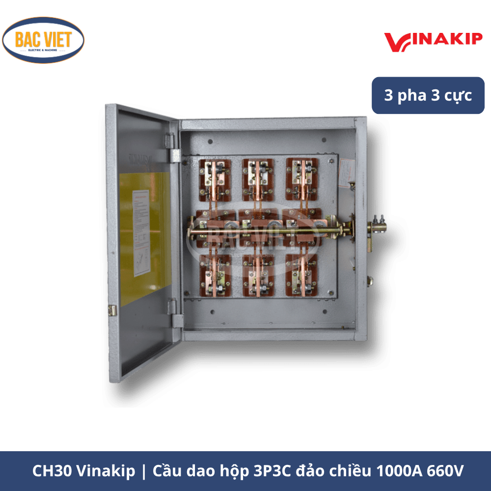 cầu dao hộp đảo chiều 3 pha 3 cực CH30 Vinakip 1000A 660V