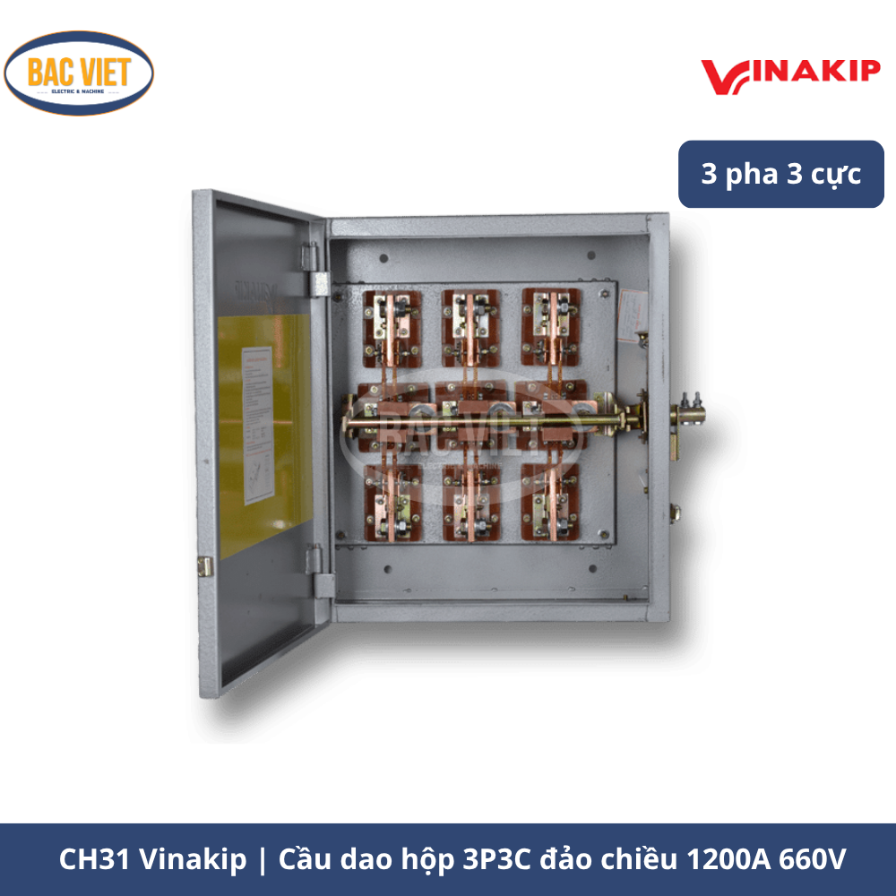 cầu dao hộp đảo chiều 3 pha 3 cực CH31 Vinakip 1200A 660V