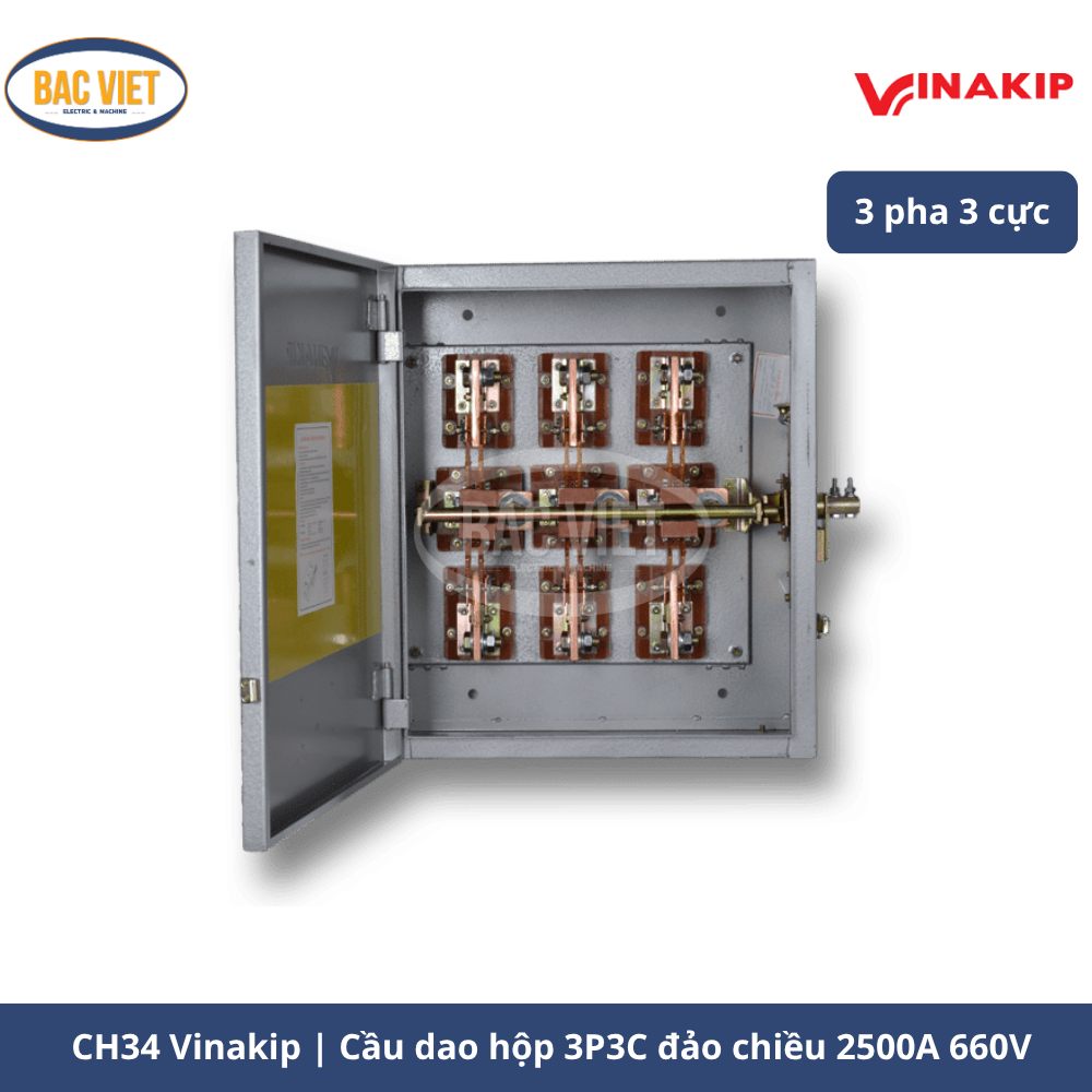 cầu dao hộp đảo chiều 3 pha 3 cực CH34 Vinakip 2500A 660V