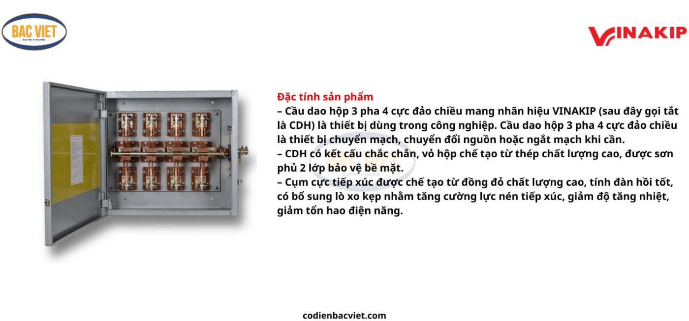 Thông số cầu dao hộp đảo chiều 3 pha 4 cực