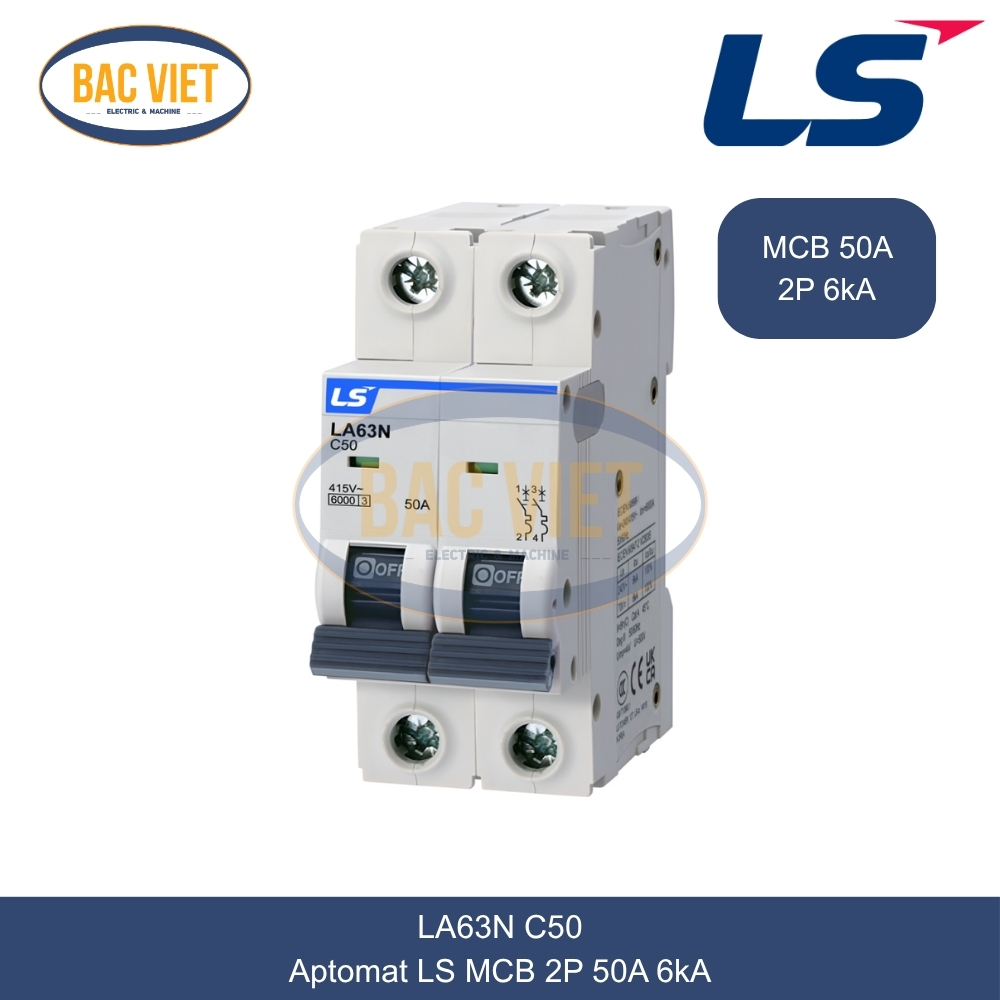 LA63N 2P 50A LS | Cầu dao tự động MCB 2P 50A 6kA