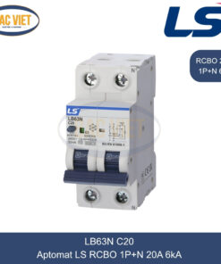 LB63N 1P+N 20A LS | Cầu dao tự động chống giật RCBO 1P+N 20A 6kA