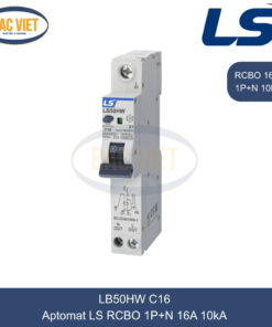LB50HW 1P+N 16A LS | Cầu dao tự động chống giật RCBO 1P+N 16A 10kA