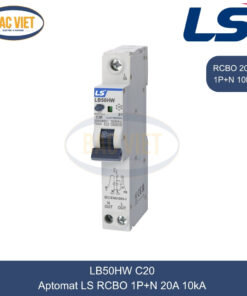LB50HW 1P+N 20A LS | Cầu dao tự động chống giật RCBO 1P+N 20A 10kA