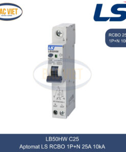 LB50HW 1P+N 25A LS | Cầu dao tự động chống giật RCBO 1P+N 25A 10kA